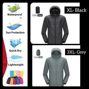 Waterproof quick dry UV protection unisex hiking windbreaker jacket 2 colors